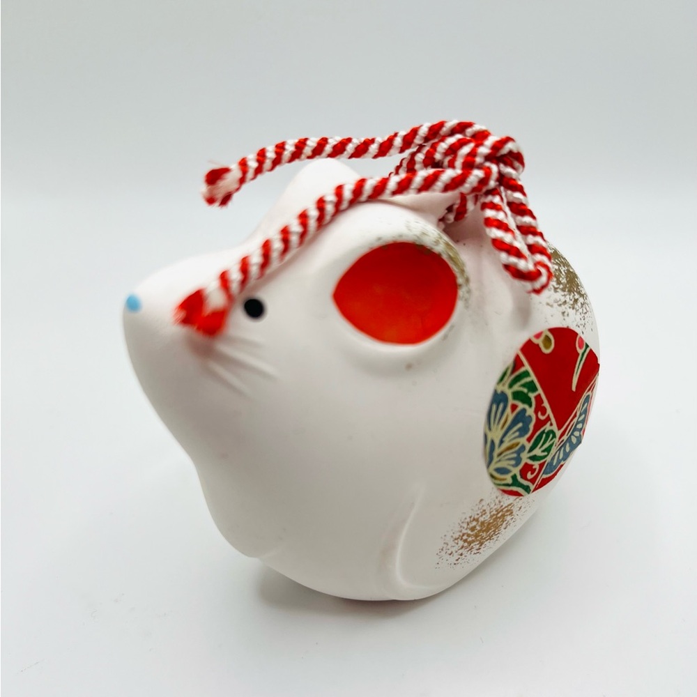 Vintage Japanese Dorei Clay Bell Fortune Mouse